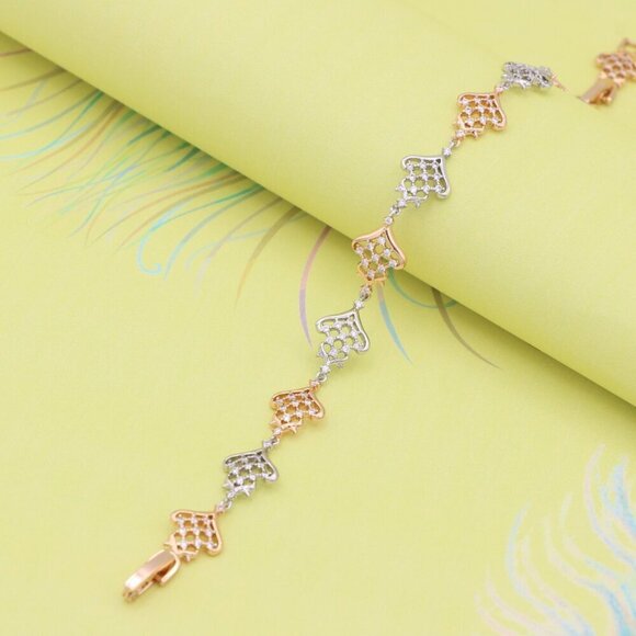 "Crown Charm Rose Gold & Silver Bracelet with CZ Accents, XPBL0803 - Picture 2 of 12